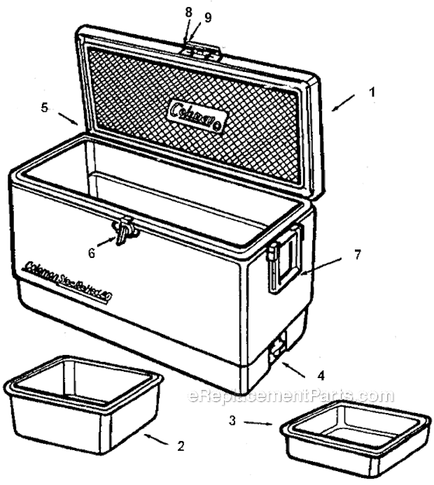Coleman 5255D703 54 Quart Red SteelBelted 54 with Steel Lid Page A Diagram
