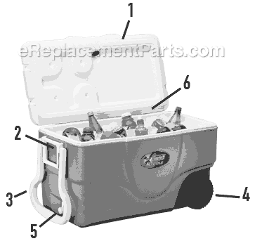 Coleman 6263-707 50 Quart Xtreme Wheeled Cooler (Silver) Page A Diagram