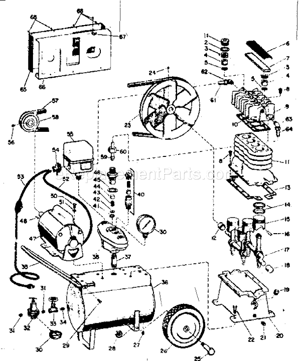 Craftsman 106152990 4 Cylinder Compressor Replacement Parts Diagram