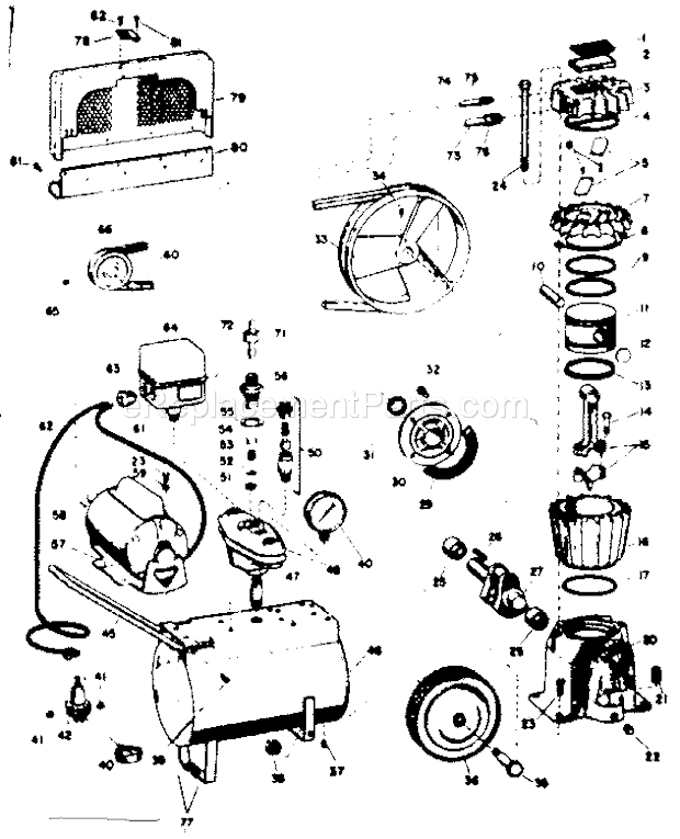 Craftsman 106153640 Single Cylinder Tank Type Paint Sprayer Replacement Parts Diagram