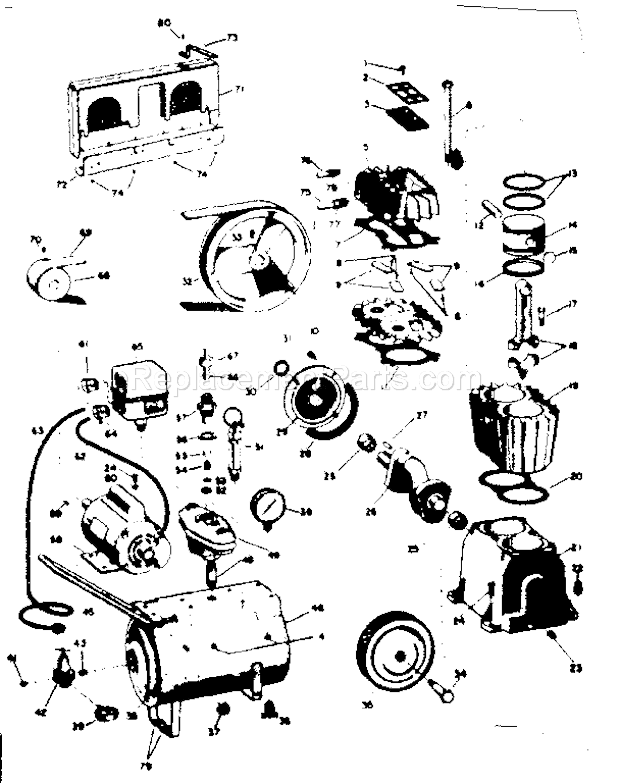 Craftsman 106153683 Twin Cylinder Tank Type Air CompressorParts Page A Diagram