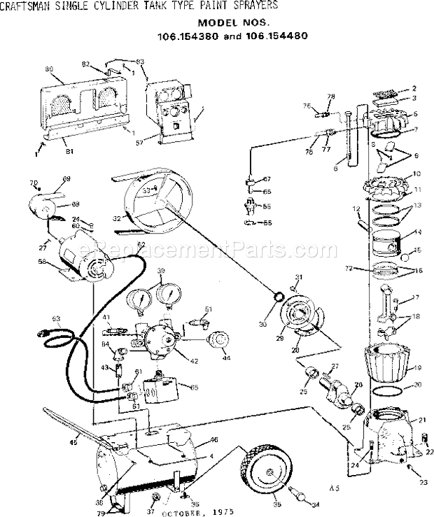Craftsman 106154480 Single Cylinder Tank Type Compressor Page A Diagram