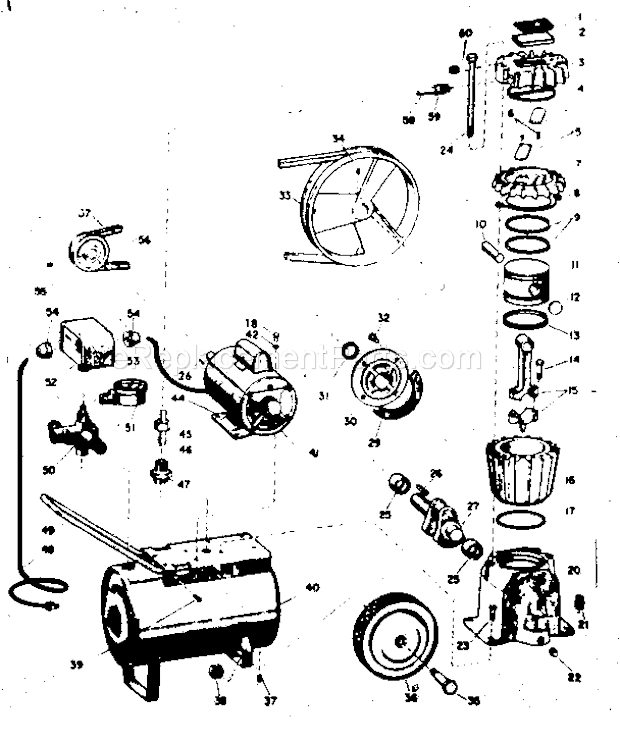 Craftsman 106173340 One Cylinder Tank Type Air Compressor Page A Diagram