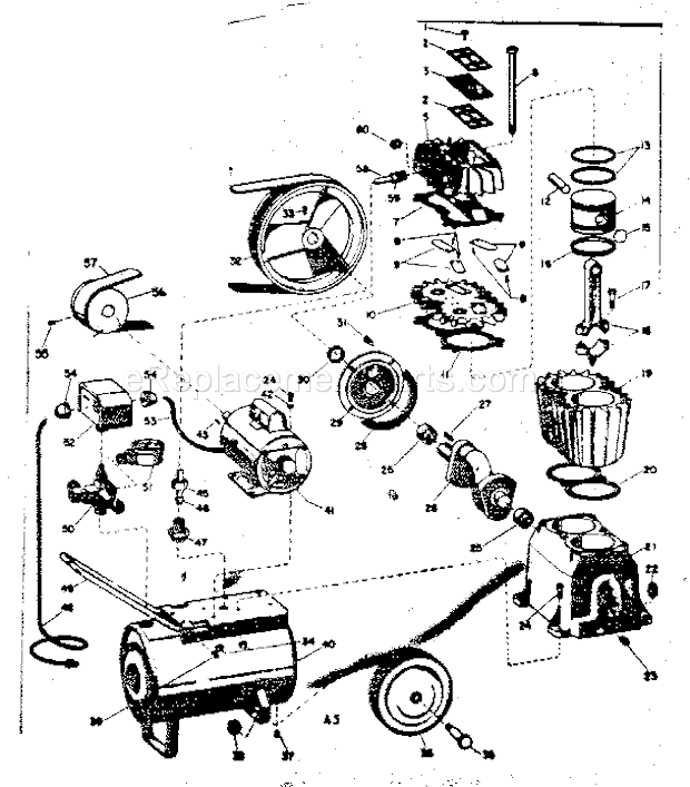 Craftsman 106173440 Twin Cylinder Tank Type Air Compressor Page A Diagram