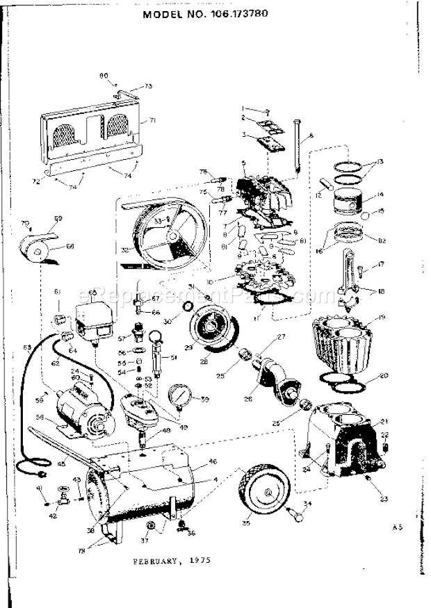 Craftsman 106173780 Twin Cylinder Tank Type Compressor Page A Diagram