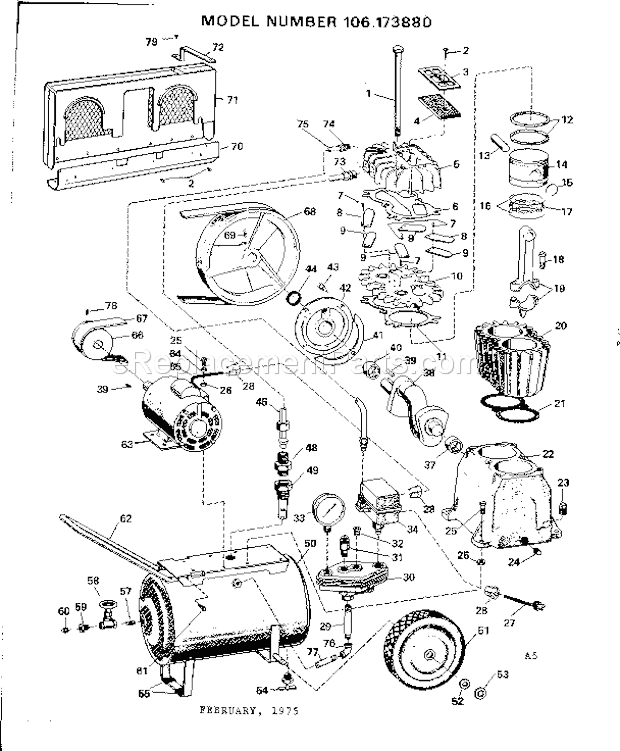 Craftsman 106173880 Twin Cylinder Tank Type Compressor Page A Diagram