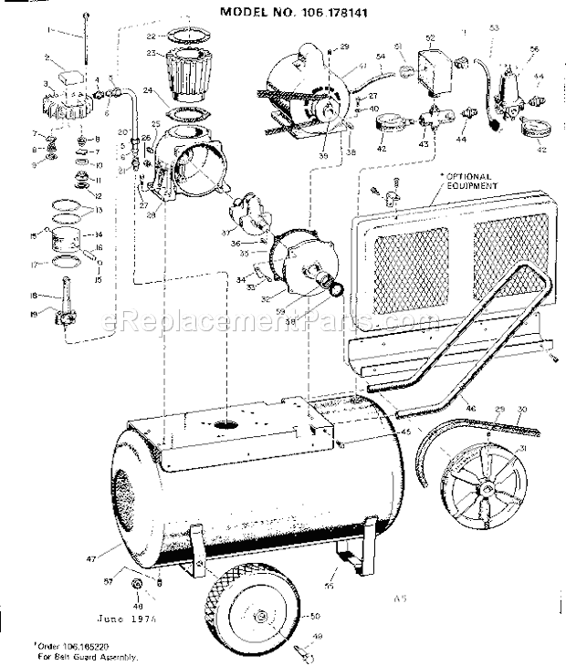 Craftsman 106178141 Single Cylinder Tank Type Compressor Page A Diagram