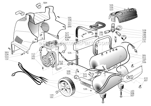 Craftsman 10716874 4 Gallon Oil Free Air Compressor Page A Diagram