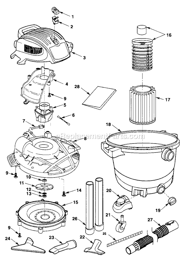 Craftsman 113177611 Wet/Dry Vacuum Page A Diagram