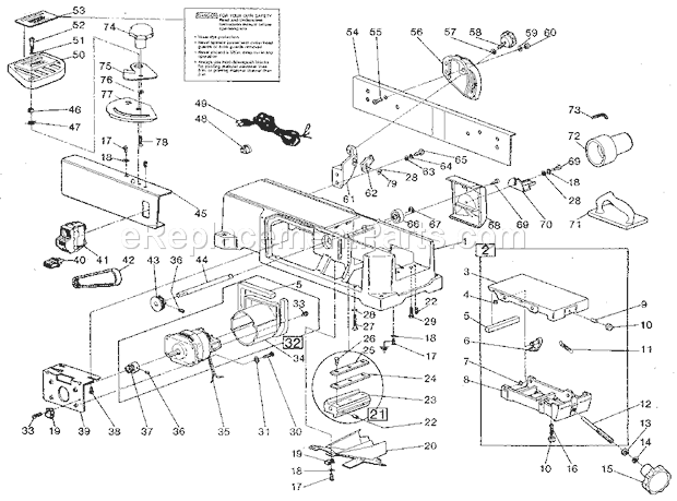 Craftsman 149236222 Jointer Planer Unit Parts Diagram
