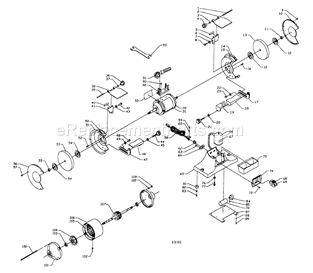Craftsman 152211160 Bench Grinder Grinder Assy Diagram