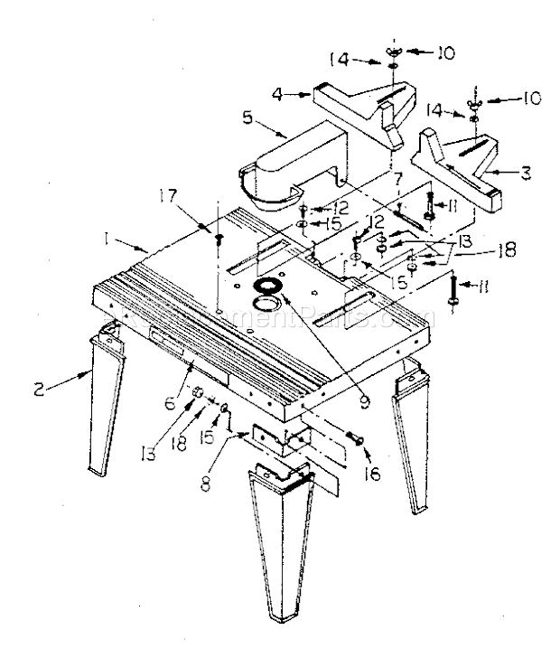 Craftsman 17125475 Router Table Unit Parts Diagram