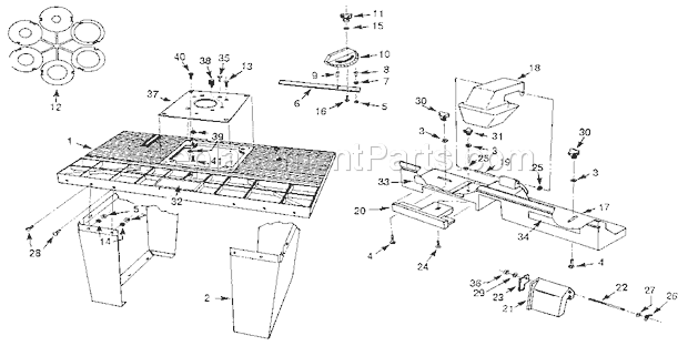 Craftsman 17125490 Router Table Unit Parts Diagram