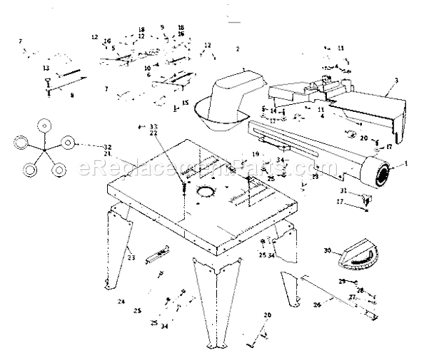 Craftsman 25443 Router Table Unit Parts Diagram
