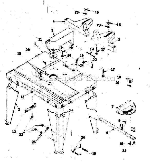 Craftsman 25457 Router Table Unit Parts Diagram