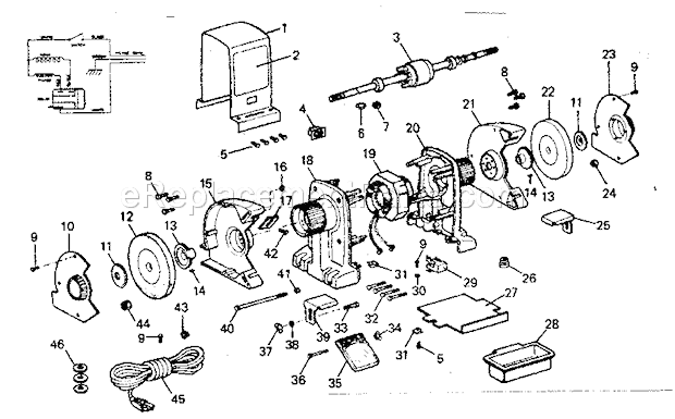 Craftsman 257192160 1/2 H.P. Bench Grinder Unit Parts Diagram
