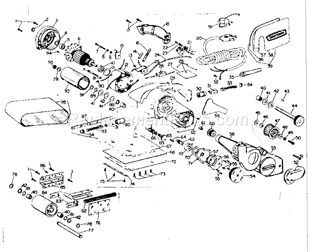 Craftsman 31522670 4-Inch Dustless Belt Sander Unit Parts Diagram