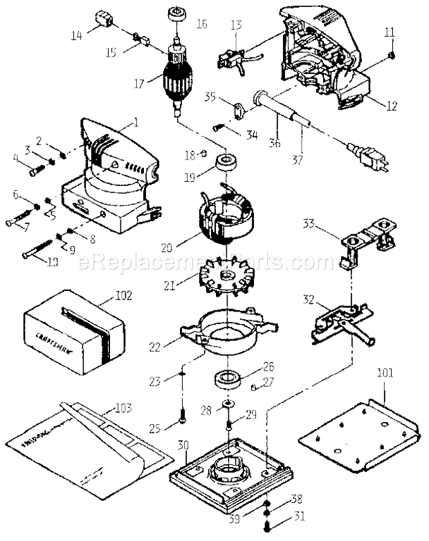 Craftsman 319277240 Industrial Sander Unit Parts Diagram
