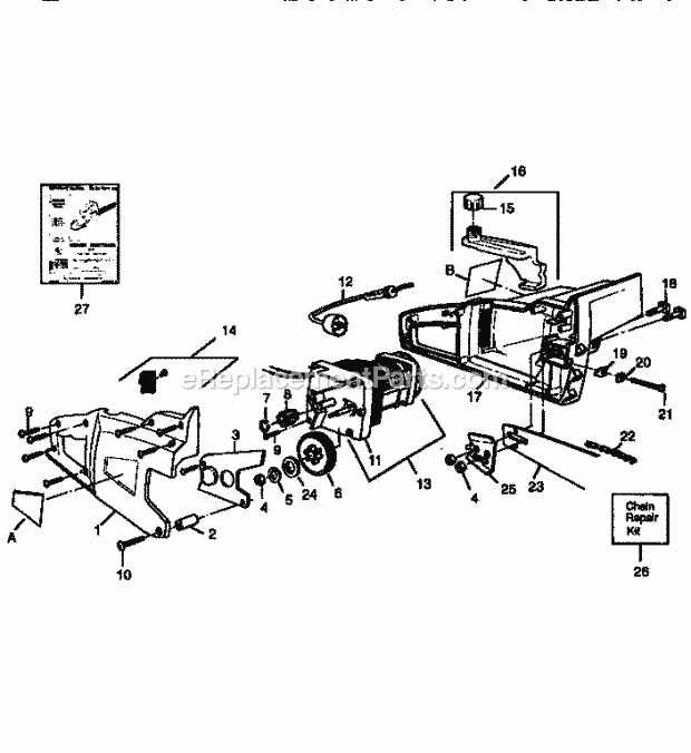 Craftsman 358341000 Chainsaw Replacement Parts Diagram