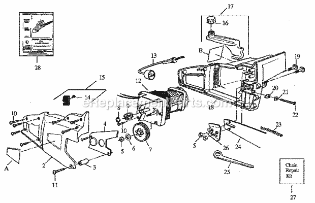 Craftsman 35834110 Chainsaw Replacement Parts Diagram