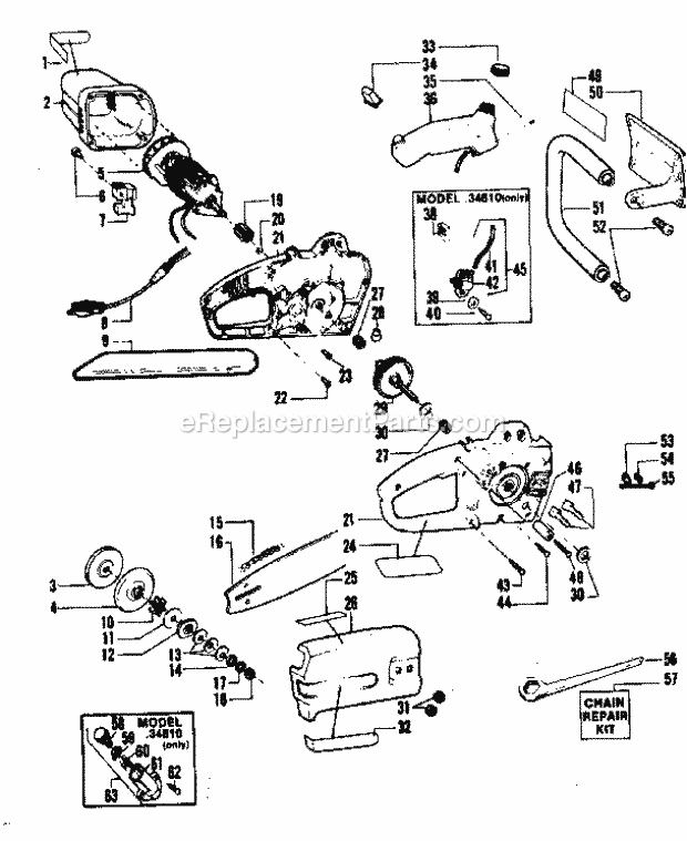 Craftsman 35834760 Electric Chainsaw Replacement Parts Diagram