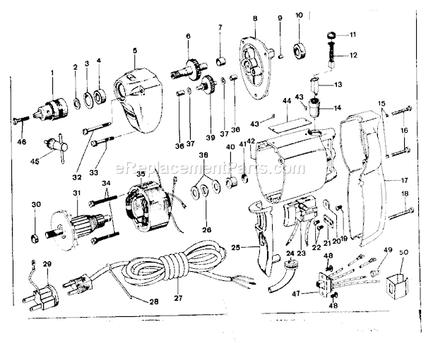 Craftsman 75811251 3/8 Inch Reversible Electric Drill Page A Diagram