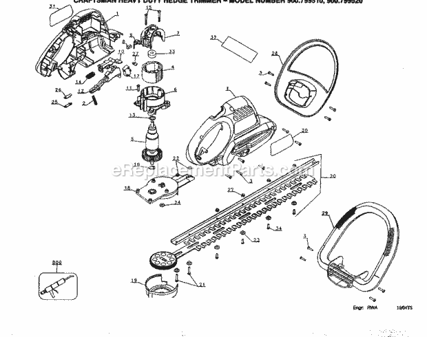 Craftsman 900799520 Hedge Trimmer Page A Diagram