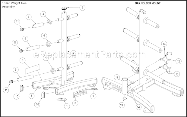 Cybex 16140 Free Weight System Assembly Diagram