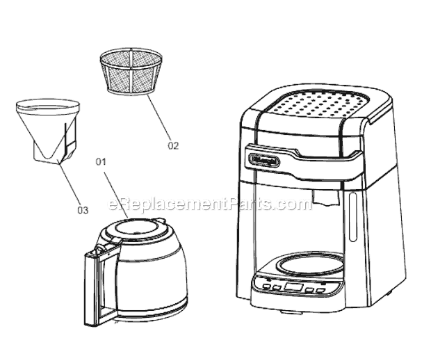 DeLonghi DCF2212T Drip Coffee Maker Page A Diagram