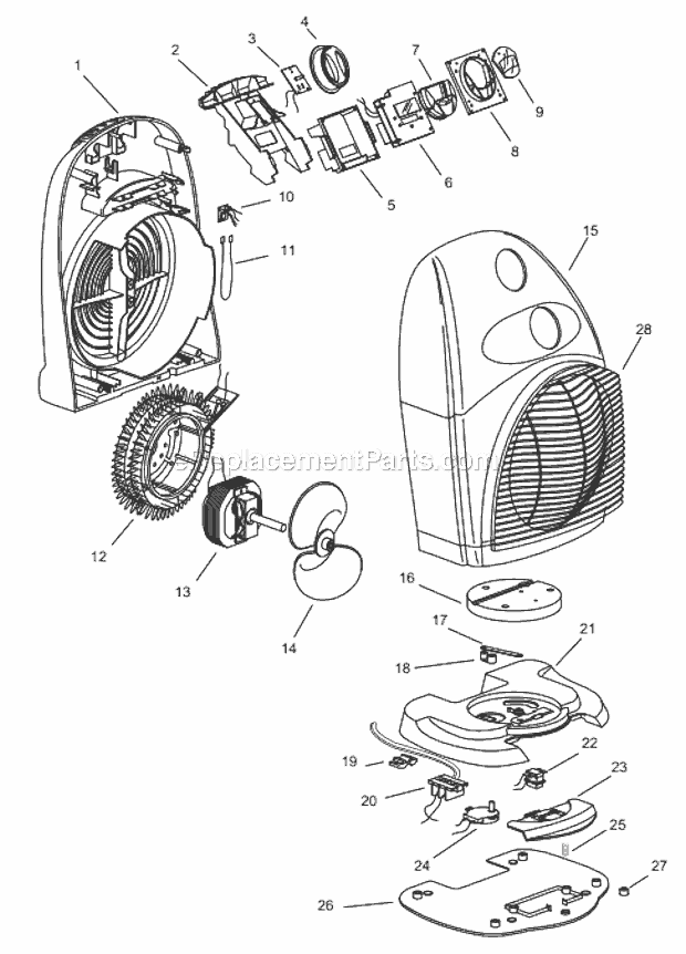 DeLonghi DFH470M Electronic Fan Heater Oscillating Page A Diagram