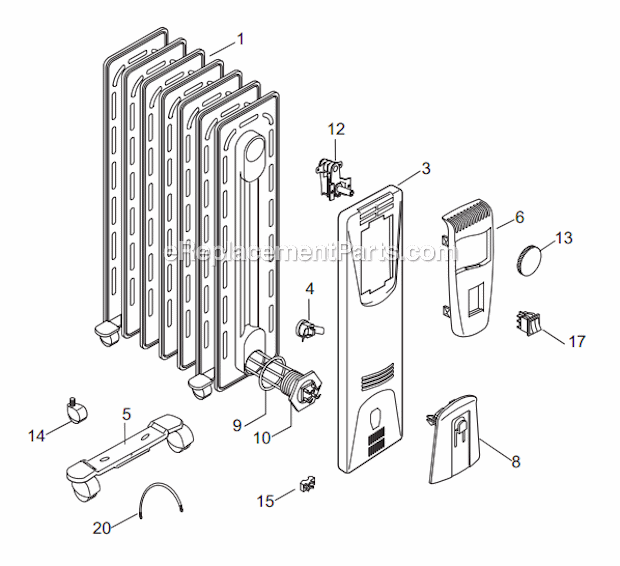 DeLonghi EW6507M Oil Filled Panel Heater Page A Diagram