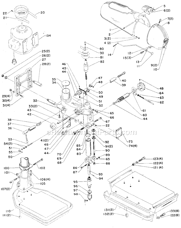 Delta 14-324 Type 1 14" Drill Press Page A Diagram