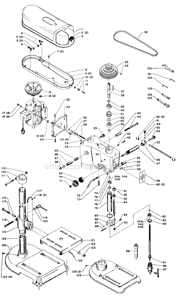 Delta 15-382 Type 1 15" Drill Press 6 Speed Page A Diagram