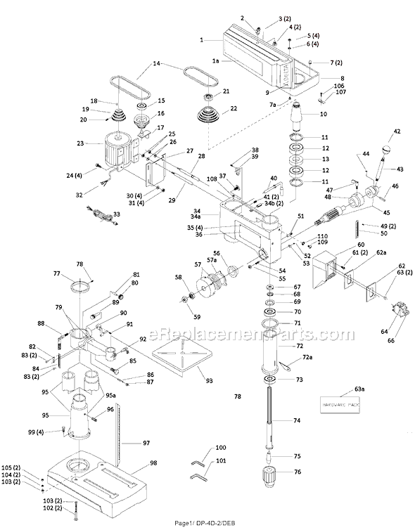 Delta 17-900 Type 1 16-1/2" Drill Press Page A Diagram