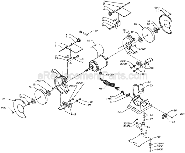 Delta 23-592 Type 1 Bench Grinder Page A Diagram