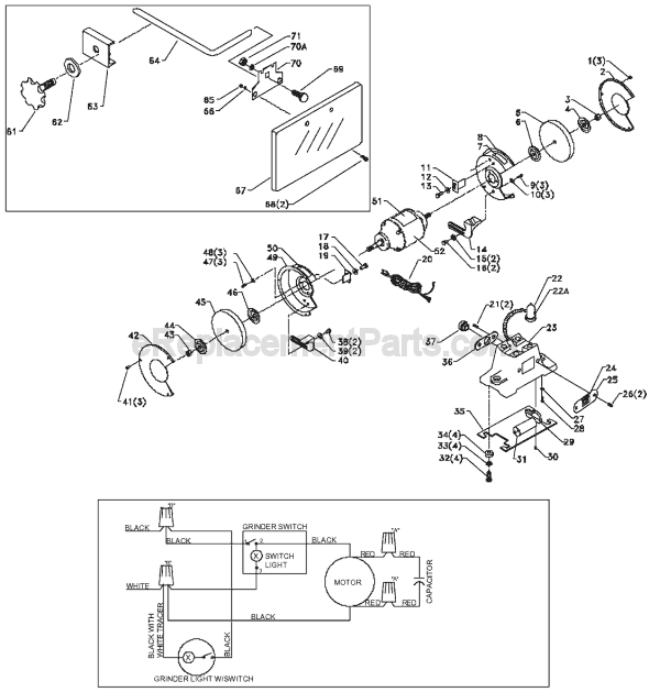 Delta 23-665 Type 1 Bench Grinder Page A Diagram