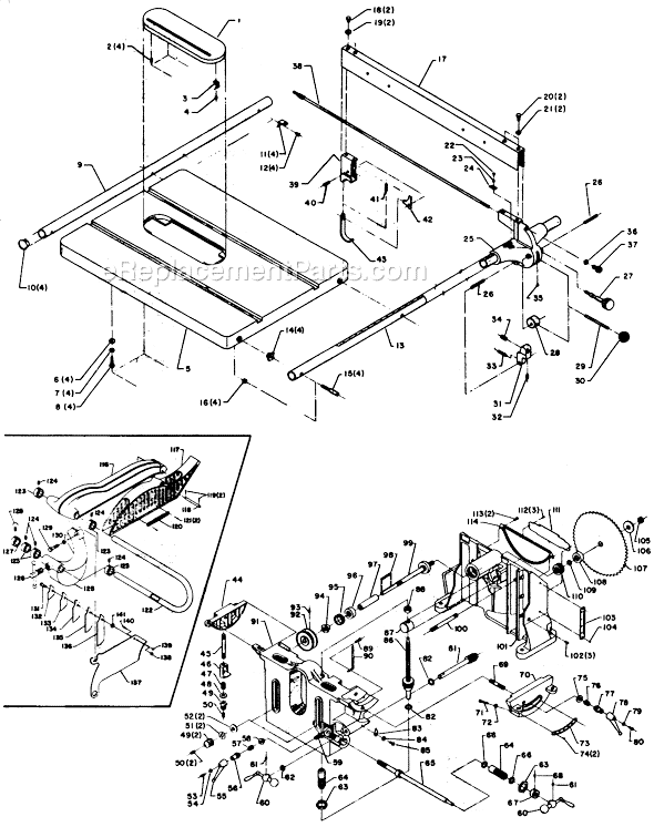 Delta 34-307 Type 1 10" Table Saw Page A Diagram