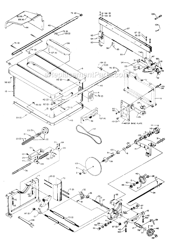 Delta 34-425 Type 1 Bench Saw Page A Diagram