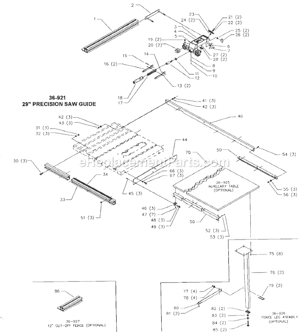 Delta 36-921 Type 1 Precision Saw Guide Page A Diagram