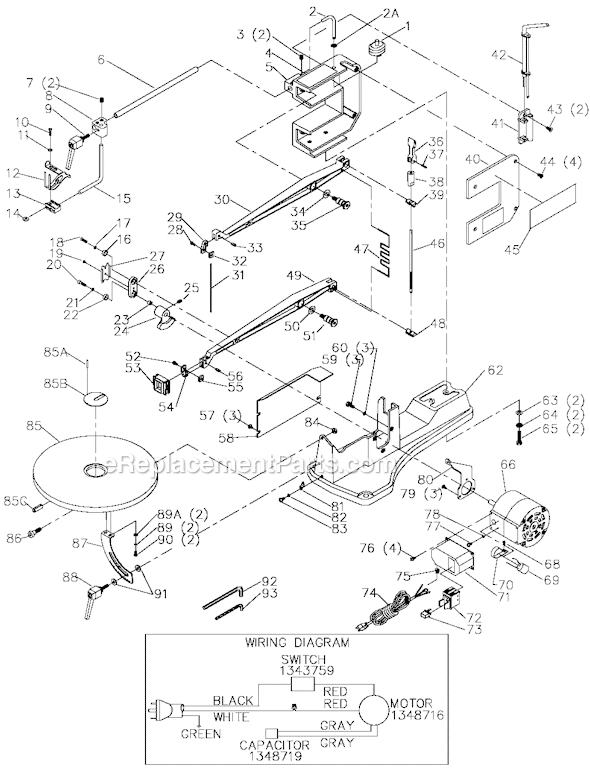 Delta 40-530 Type 1 Scroll Saw Page A Diagram