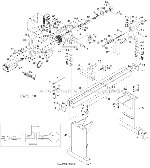 Delta 46-765X Type 1 Lathe Page A Diagram