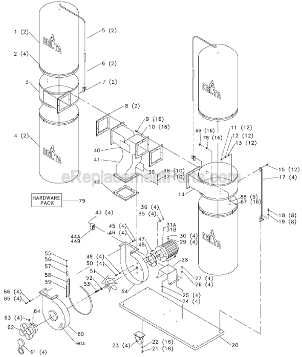 Delta 50-853 TYPE 2  Air Collector Dust Management Page A Diagram