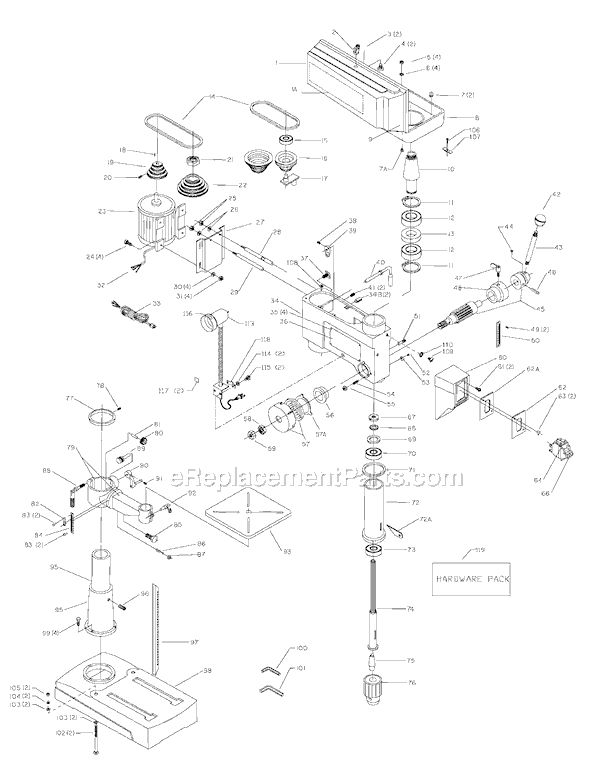 Delta DP400 Type 1 Drill Press Page A Diagram