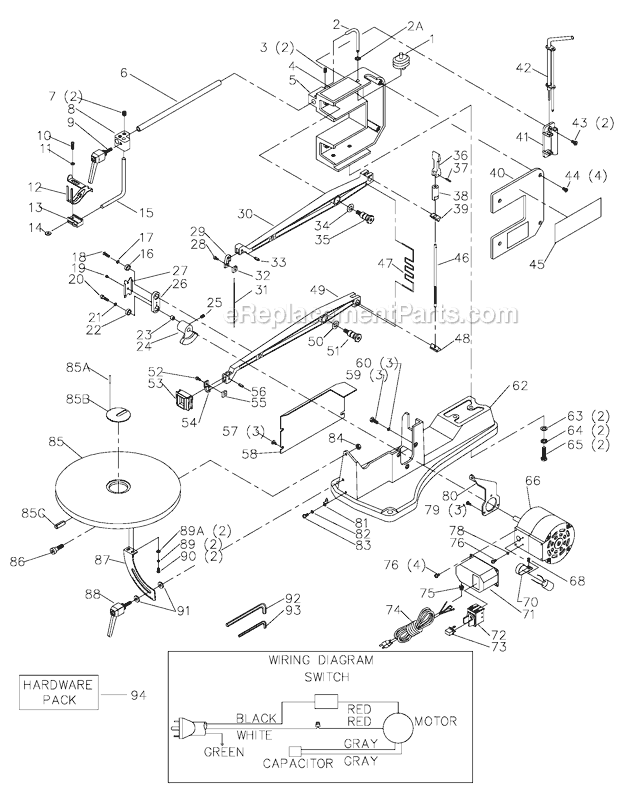 Delta SS200 Type 1 Scroll Saw Page A Diagram