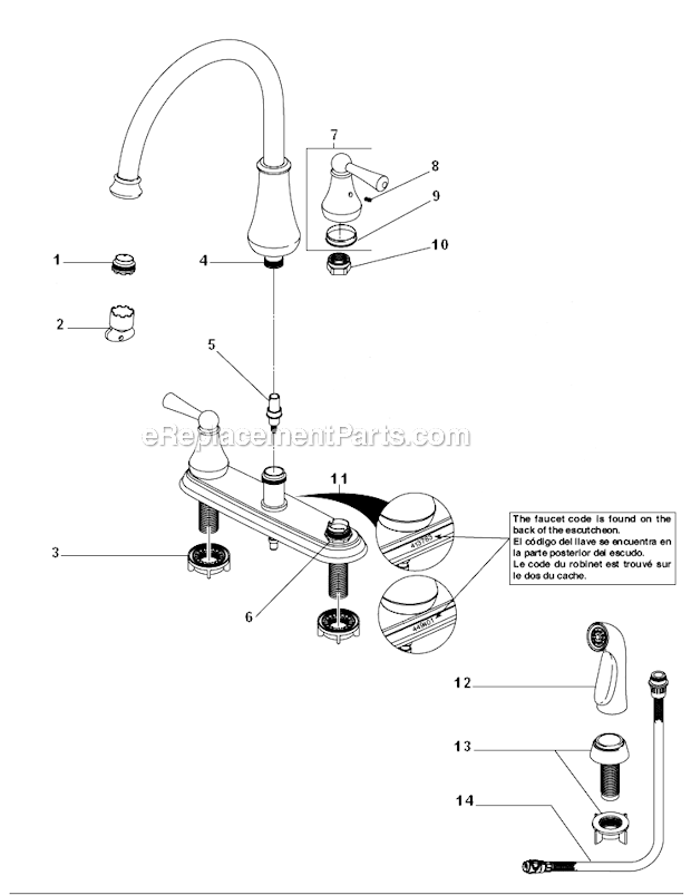 Delta Faucet 21902LF Lewiston Two Handle Faucet with Spray Page A Diagram