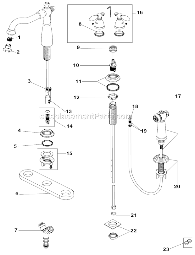 Delta Faucet 2256-RB-DST Two Handle Widespread Kitchen Faucet Page A Diagram
