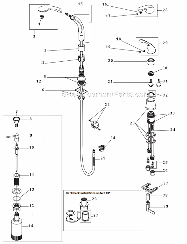 Delta Faucet 474-SS Waterfall Pull-Out Kitchen Faucet Page A Diagram
