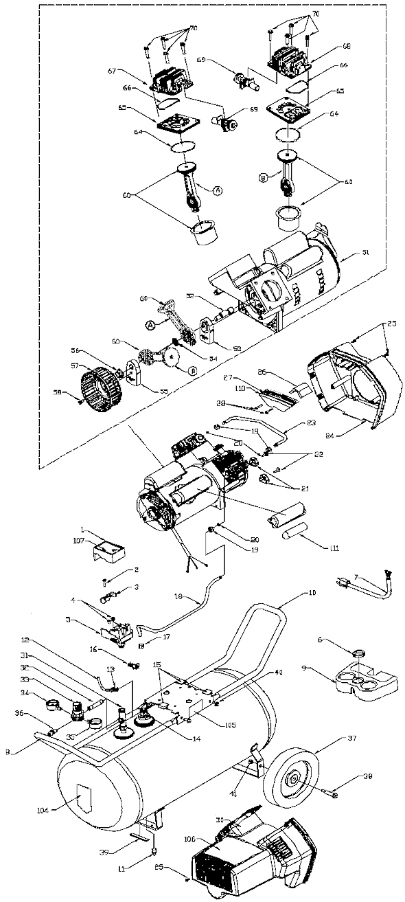 DeVilbiss CF2020 Type 0 Workshop/Auto Compressor Page A Diagram