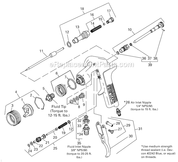 DeVilbiss EXL-520S Low Pressure Suction Feed Spray Gun Page A Diagram