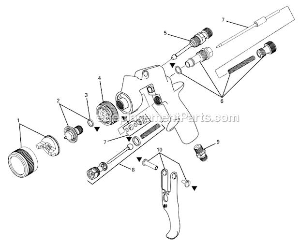 DeVilbiss FLG-CNG-115 Gravity Feed Spray Gun Page A Diagram